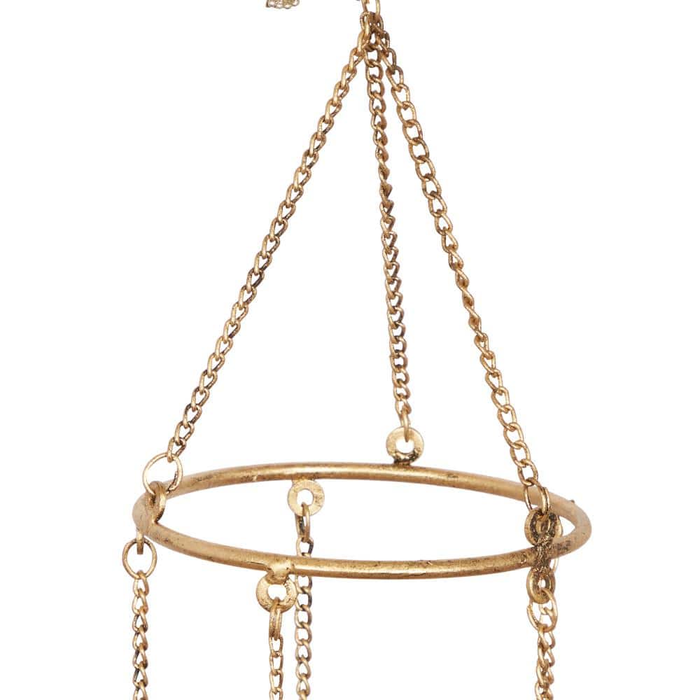 Gold Metal Elephant Windchime with Glass Beads and Bells