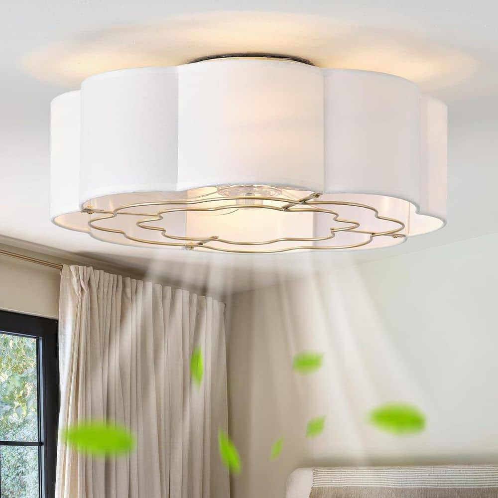 20 in. Boho Beige Petal Shaped Ceiling Fan with Lights, Caged Flush Mount Fandelier with Remote Control for Bedroom price history on PriceWatchPro