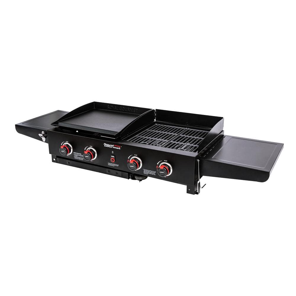 Royal Gourmet 4-Burner Black Stainless Steel Gas Grill and Griddle Combo