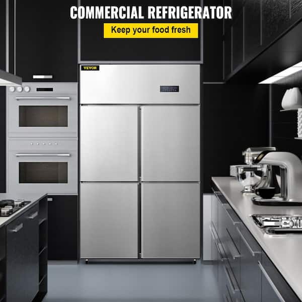 Commercial Refrigerator, 27.5 Cu.Ft Upright Refrigerator, 48 Side by Side  Freezer, Stainless Steel Merchandiser Refrigerators