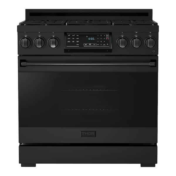 Gordon Ramsay Series 36 in. 6 Burners Freestanding Gas Range in Matte Black with Air Fryer and Convection