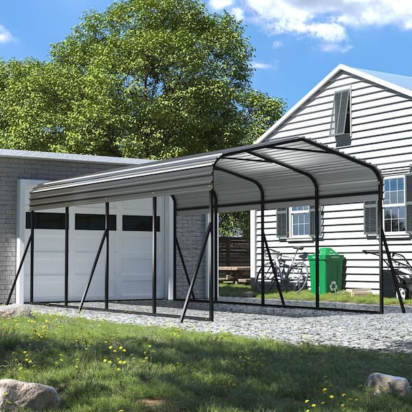 JAXPETY 12 ft. x 20 ft. Outdoor Carport with Heavy Duty Galvanized ...