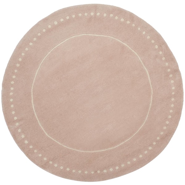 SAFAVIEH Bella Light Pink/Ivory 3 ft. x 3 ft. Dotted Border Round Area Rug