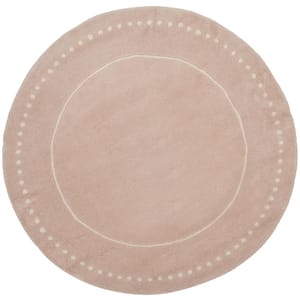 Bella Light Pink/Ivory 7 ft. x 7 ft. Dotted Border Round Area Rug