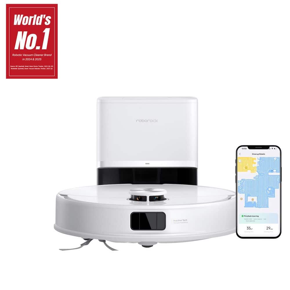 Roborock Q10 VSF+ 13. 9 in. Robot Vacuum and Mop with Smart Navigation Auto Lifting Mop Multi-Surface in White