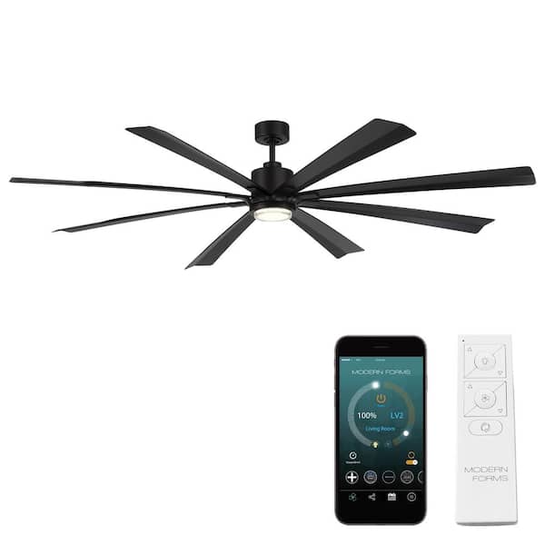 Size Matters 7 Ft. Smart Indoor/Outdoor Matte Black Windmill Ceiling Fan + Selectable CCT Integrated LED + Remote