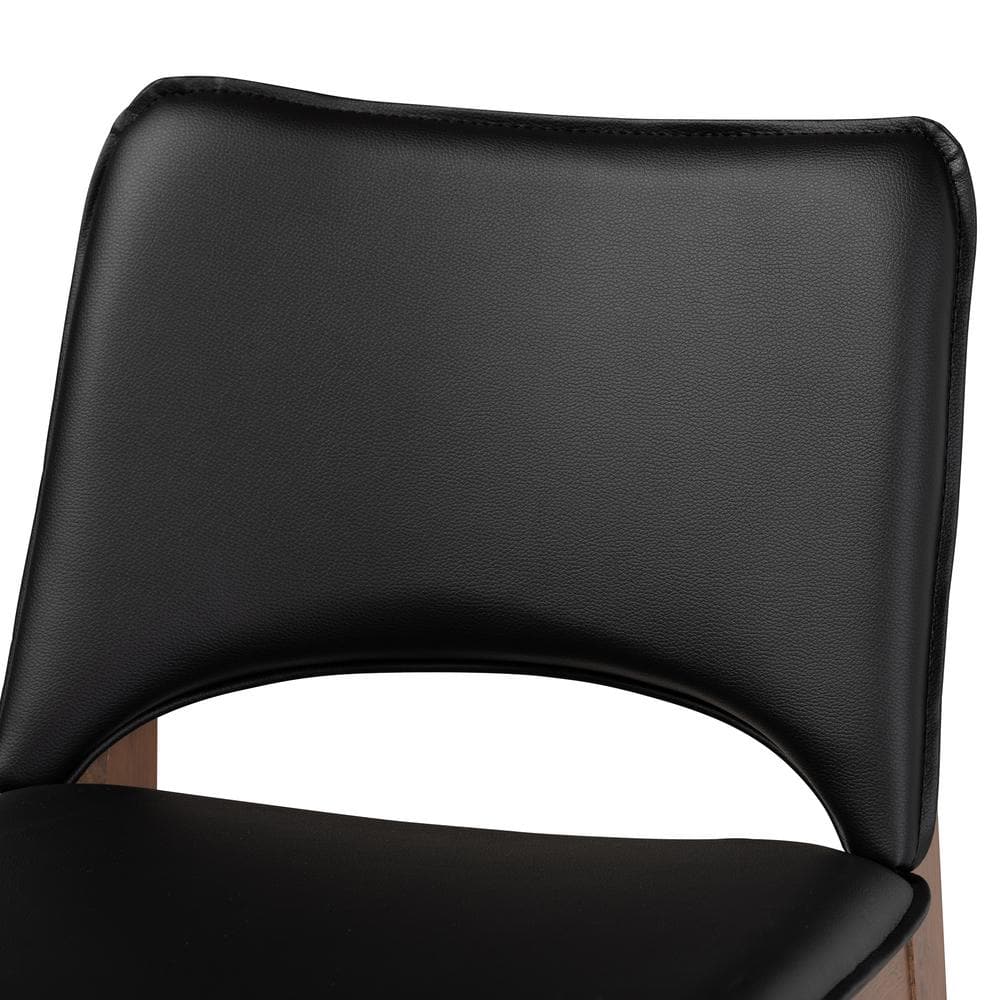 Mid-Century Chic Afton Black Faux Leather & Walnut Wood Arm Chair