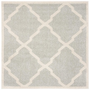 Amherst Light Gray/Beige 5 ft. x 5 ft. Square Diamond Distressed Area Rug