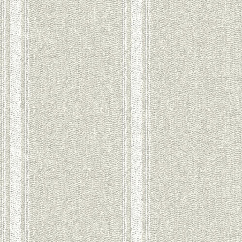 Linette Light Grey Fabric Stripe Pre-pasted Wallpaper, 20.5-in by 33-ft