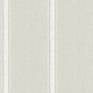 56.4 sq. ft. Linette Light Grey Fabric Stripe Wallpaper