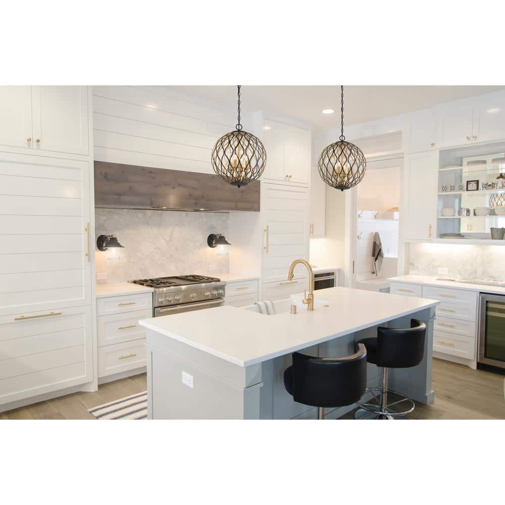 Fianna 4-Light Gold and Glass Indoor/Outdoor Pendant