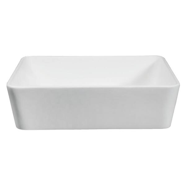 Kingston Brass Amber Solid Surface Vessel Bathroom Sink in White