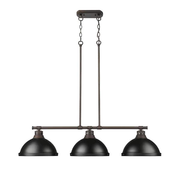 Duncan 300 -Watt 3-Light Rubbed Bronze Pendant Light with Steel Shade