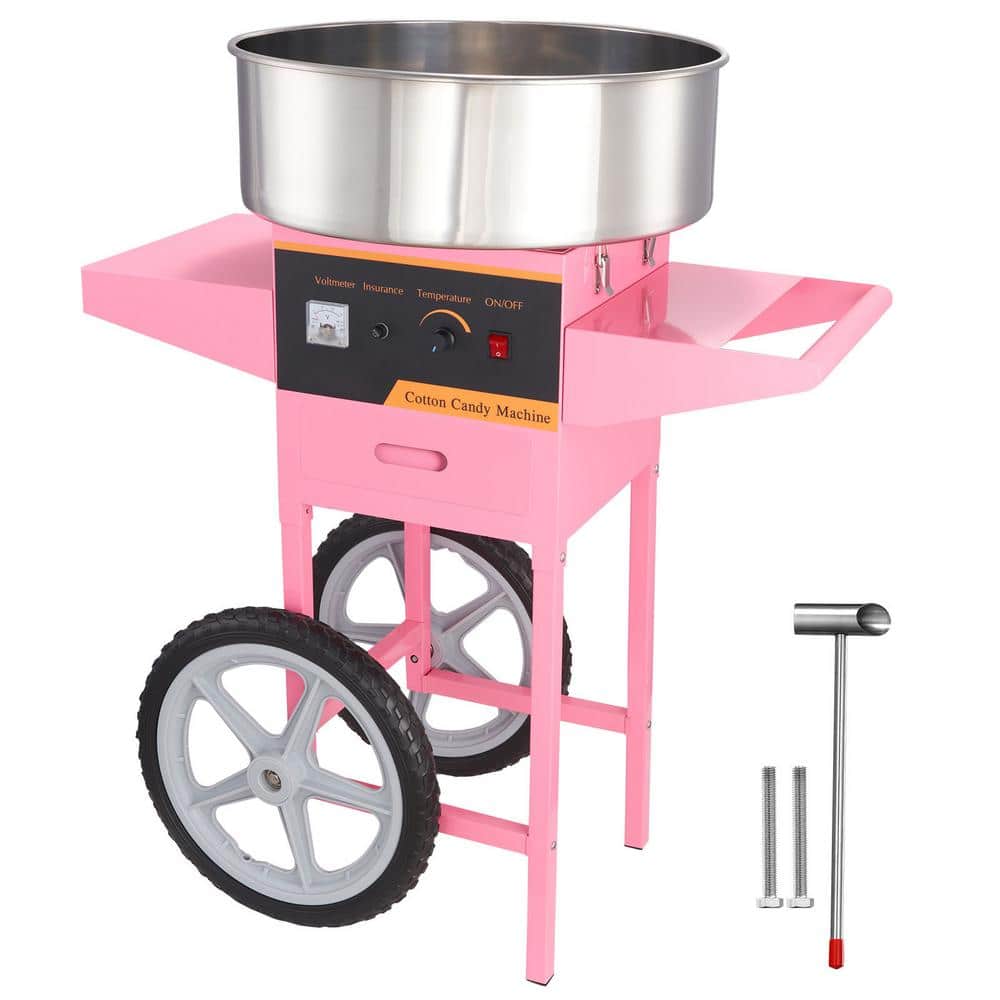 Electric Cotton Candy Machine with Cart,1000Watt Commercial Floss Maker, Stainless Steel Bowl, Sugar Scoop & Drawer,Pink price history on PriceWatchPro