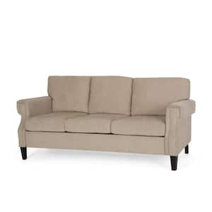 Chandler 78.5 in. Square Arm Polyester Straight Beige Fabric Sofa
