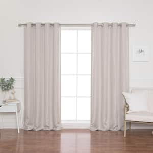 Beige Faux Linen Grommet Blackout Curtain - 52 in. W x 84 in. L (Set of 2)