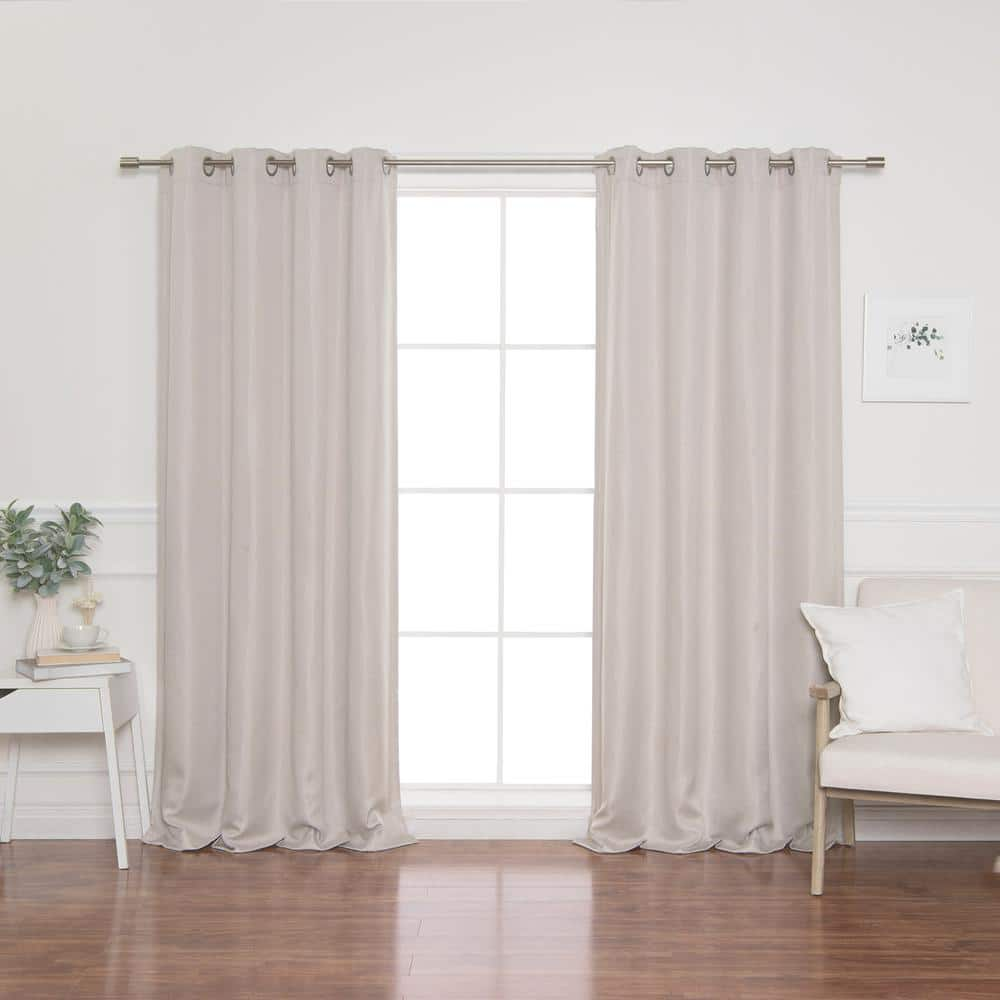 Best Home Fashion Beige Faux Linen Grommet Blackout Curtain - 52 in. W ...