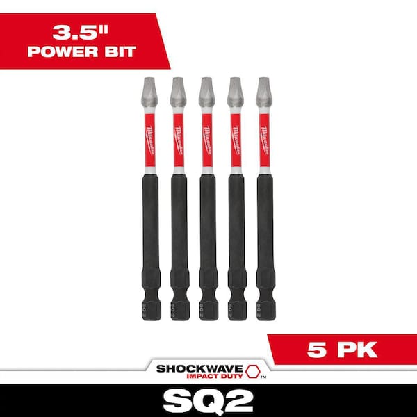 SHOCKWAVE Impact Duty 3-1/2 in. Square #2 Alloy Steel Screw Driver Bit (5-Pack)