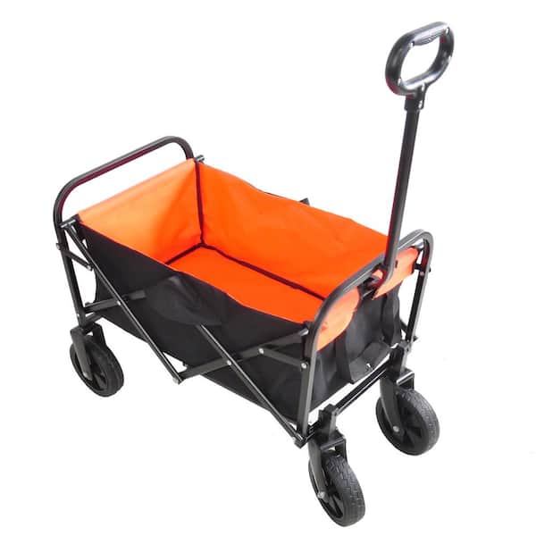 Miscool 1.8 cu. ft. Steel Garden Cart Shopping Beach Cart in Black and Yellow