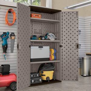 Resin Freestanding Garage Cabinet in Platinum (40 in. W x 80 in. H x 20 in. D)