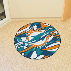 Miami Dolphins Patterned 2 ft. x 2 ft. XFIT Round Area Rug