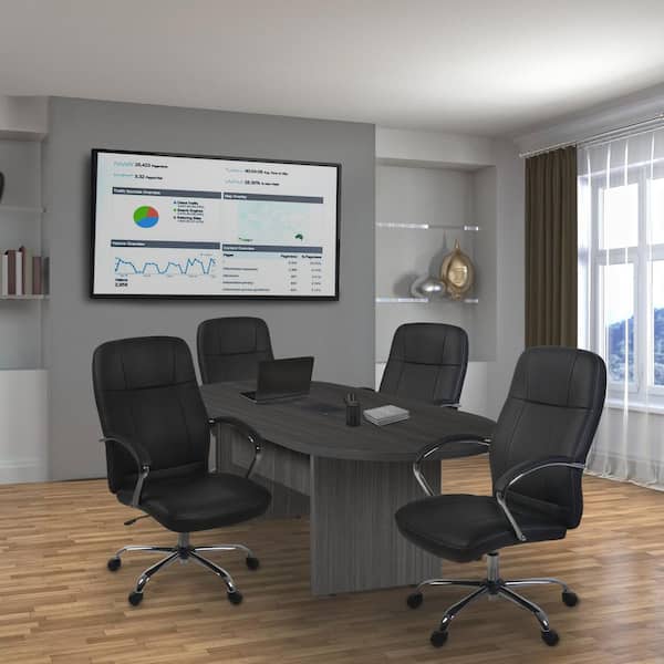 Legacy 71 in Ash Grey Racetrack Conference Table Desk with Charging Port