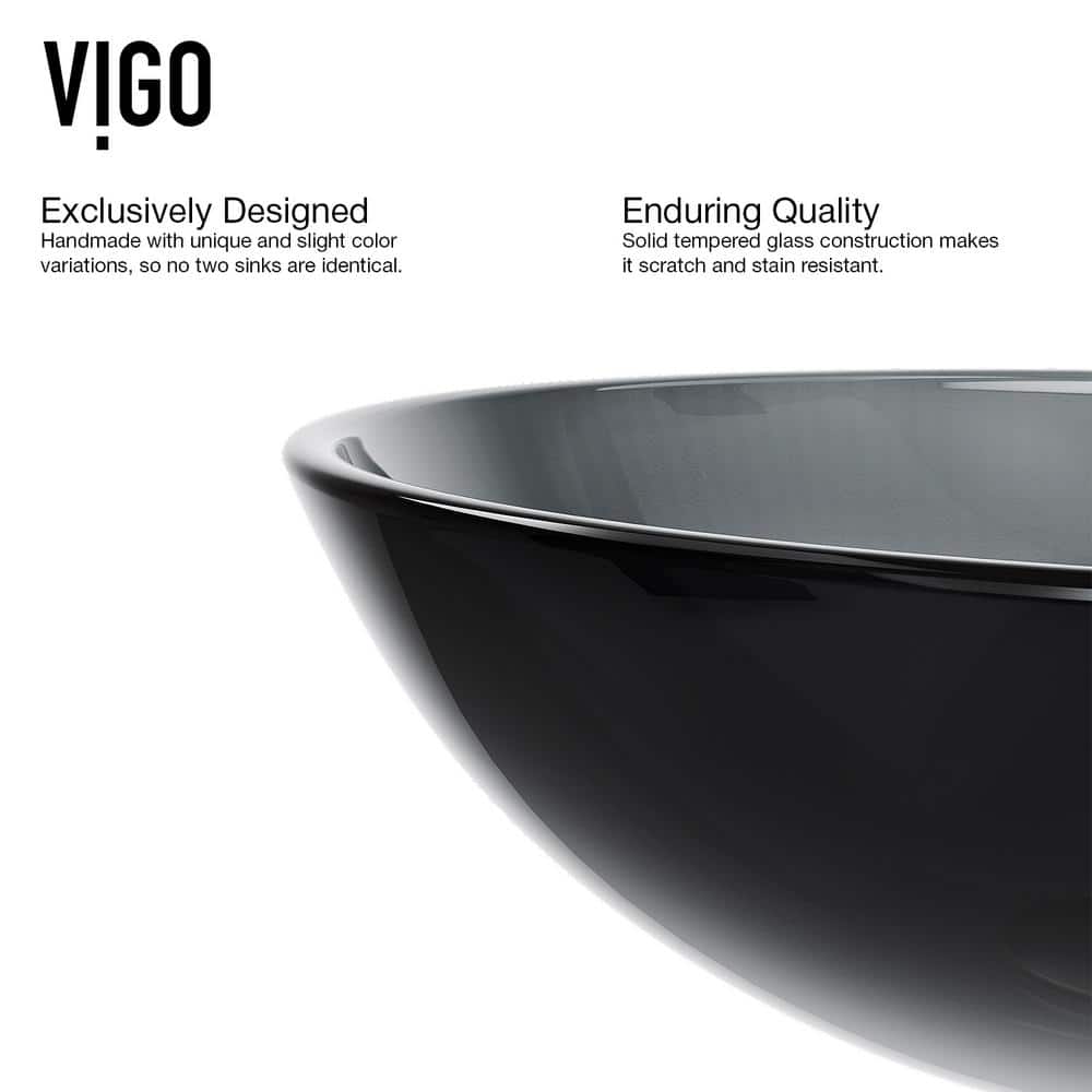 Giovanni Sheer Black Glass Round Vessel Bathroom Sink
