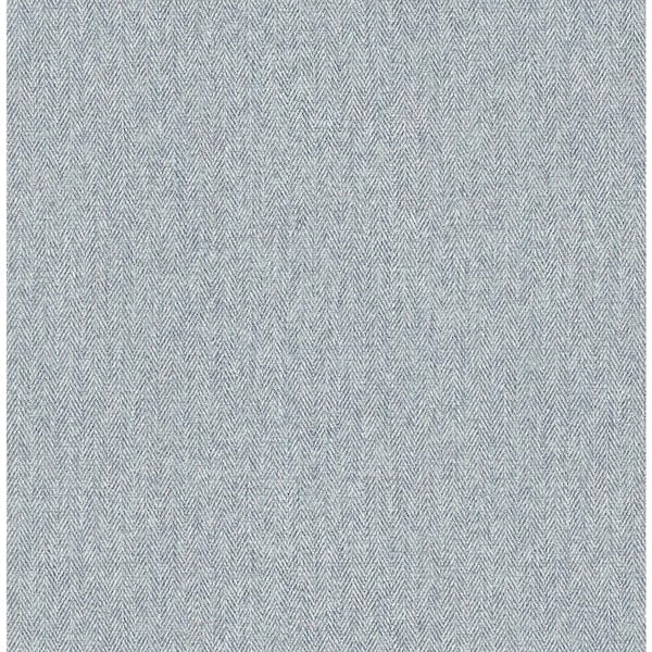 Advantage Blue Herringbone Tweed Wallpaper Sample
