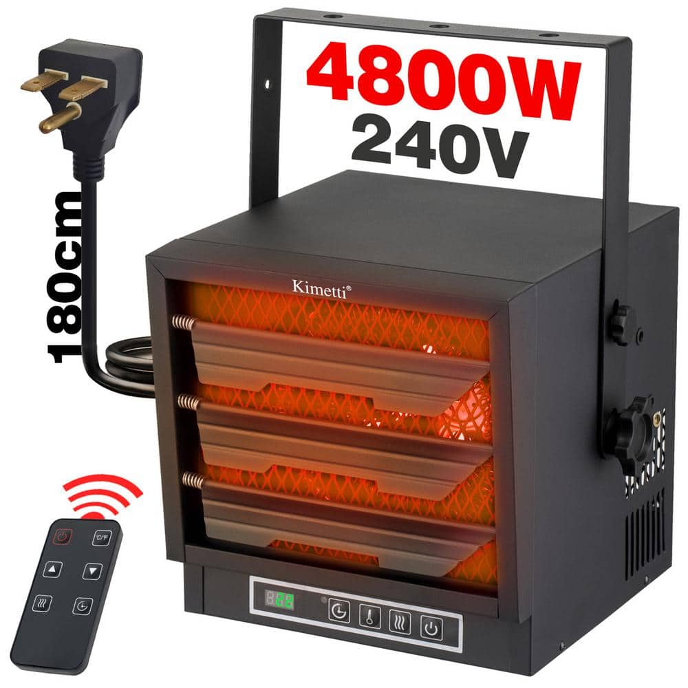4800 W Electric Garage Heater 240V with Thermostat and Timer, with Safety O