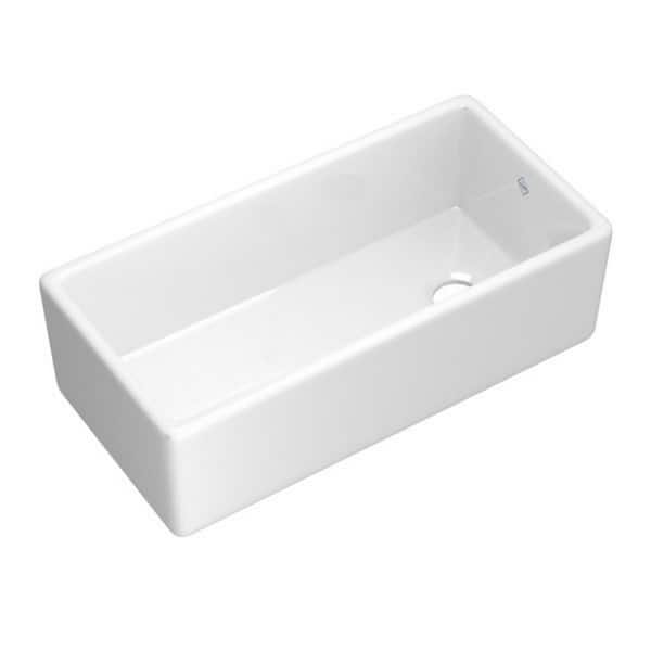 ROHL Shaker White Fireclay 36 in. Single Bowl Drop-In Kitchen Sink