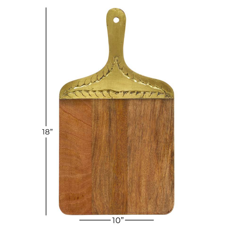 Brown Mango Wood Cutting Board with Brass Handle