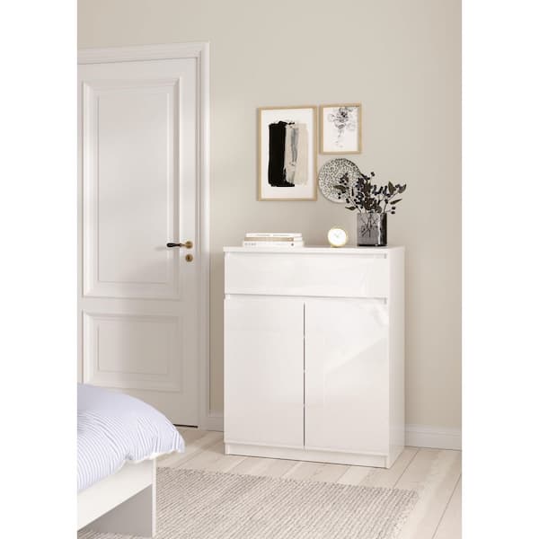 Scottsdale White High Gloss 1-Drawer 31.65 in. W Dresser