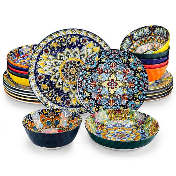vancasso 24-Piece Bohemia Multicolour Stoneware Dinnerware Set Tableware (Service for 6)