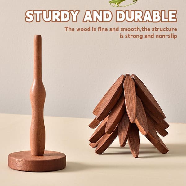 Wood Trivets with Tree Shape, 4 Piece Set for Hot Dishes, Pot, Bowl, Teapot, Hot Pot Holder, Walnut Wood (4-Pack)