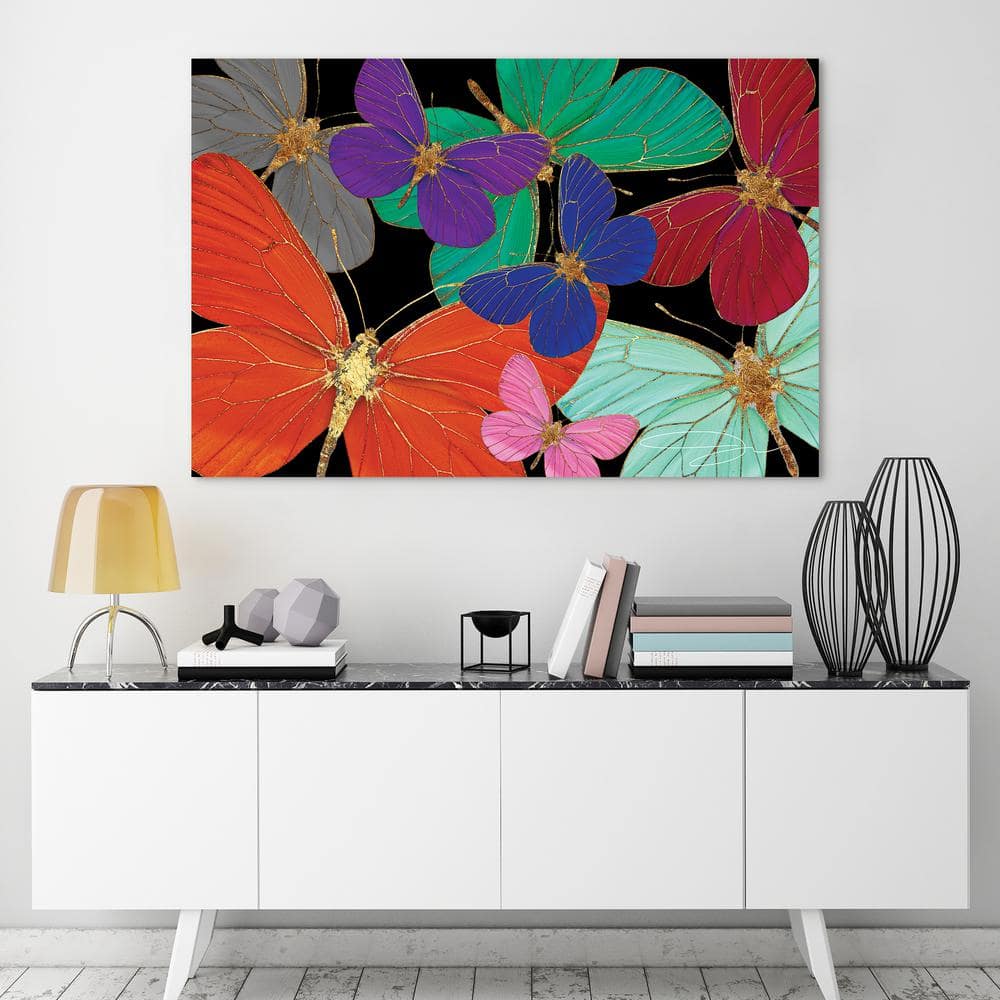 Colorful Butterfly World Tempered Glass Art Print, 32" x 48"