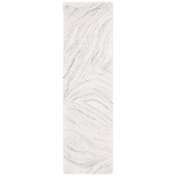 Metro 2 ft. x 12 ft. Ivory/Silver Marble Runner Rug