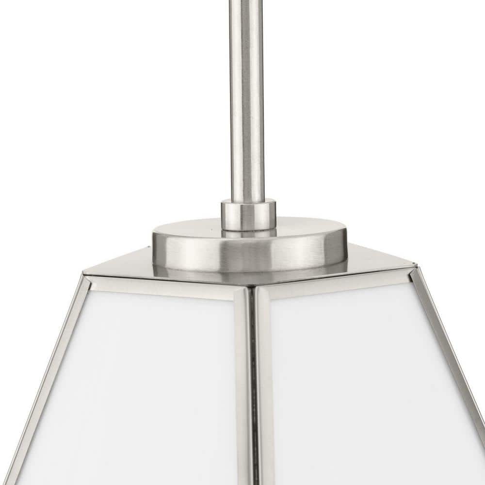 Latham Brushed Nickel Geometric Pendant Light with White Art Glass