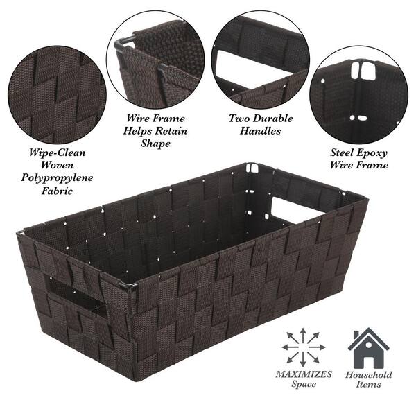 7 Pack Decorative & Durable Woven Fabric Storage Baskets, Shelf & Closet  Organization - Brown