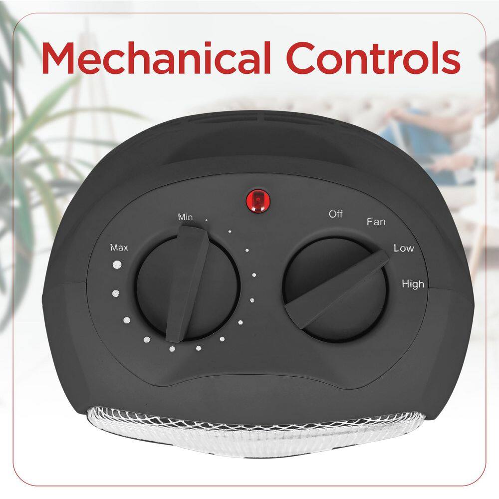 Black Ceramic Electric Portable Space Heater with Thermostat