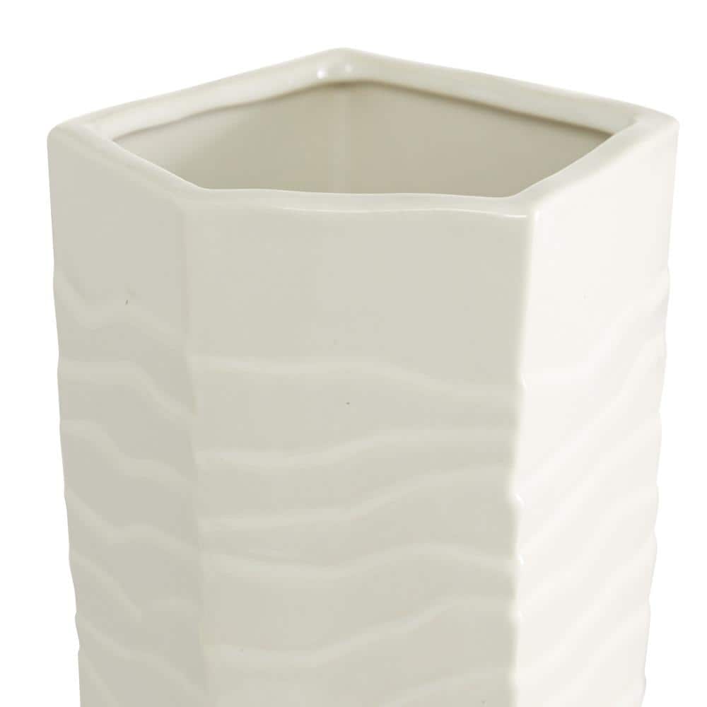 Elegant White Ceramic Decorative Vase 12.7" Tall