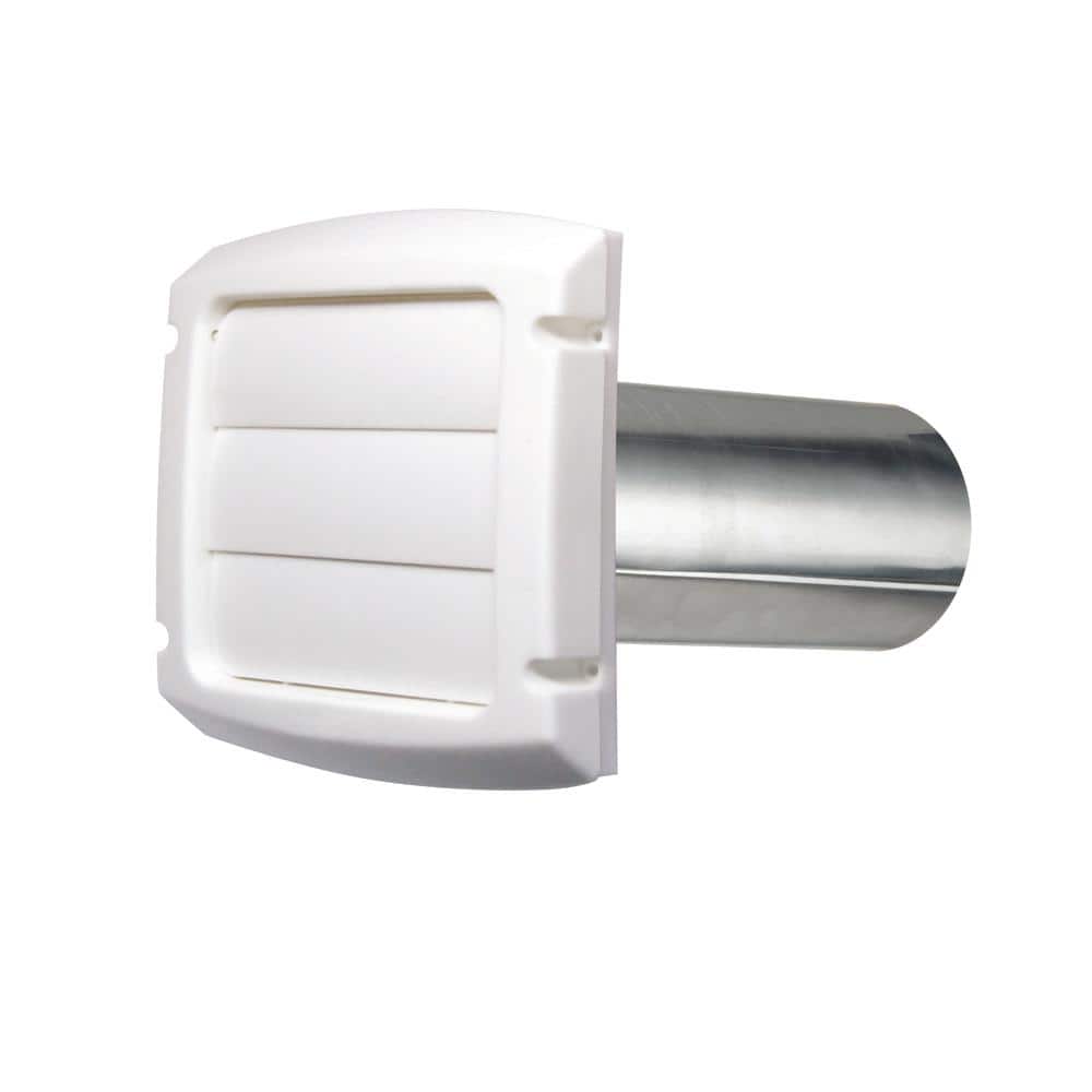 Louvered Outdoor Dryer Vent Cover White Exhaust Cap for 4/" Opening Hood Duct Inc