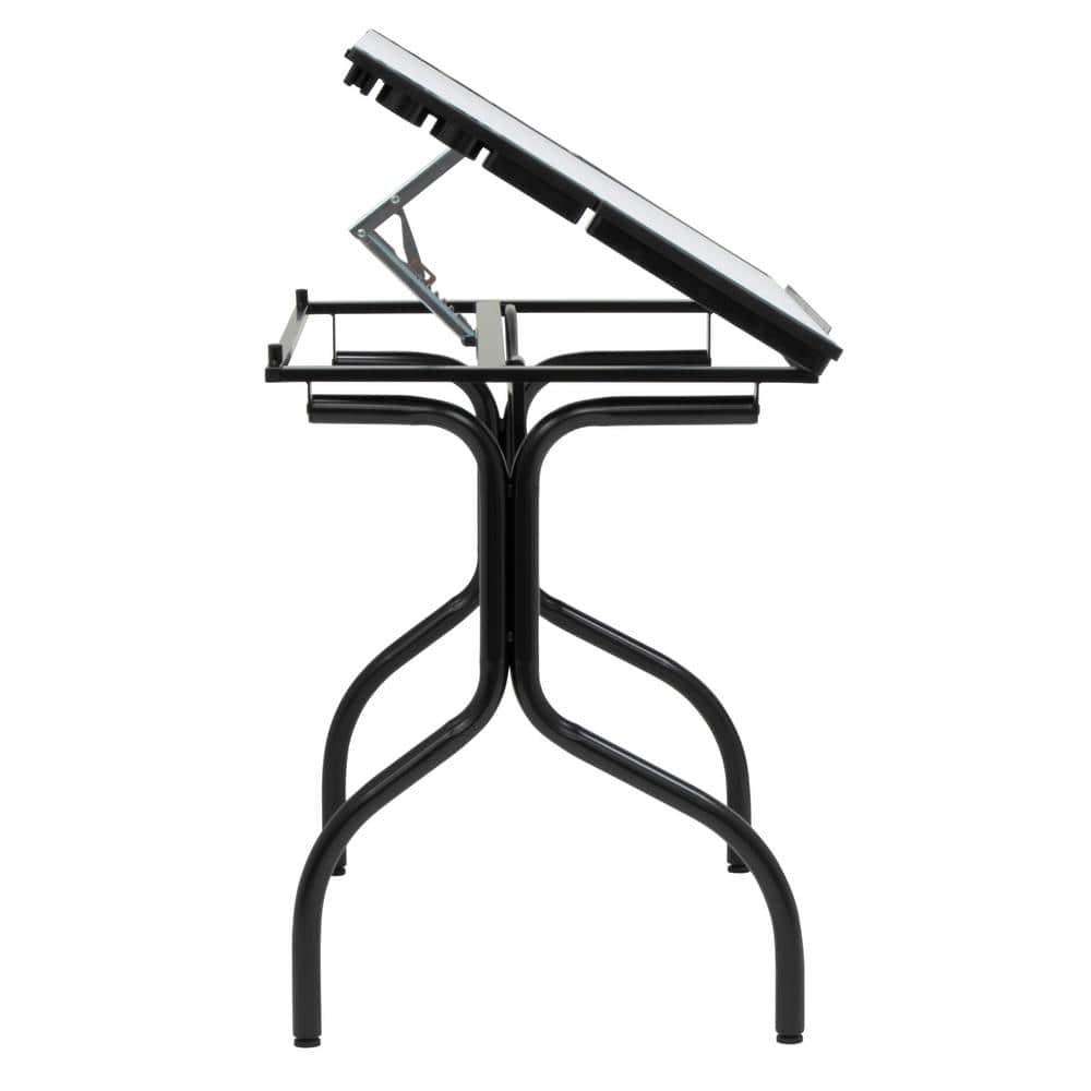 Futura Black Tempered Glass Adjustable Craft Desk