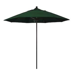 9 ft. Fiberglass Market Pulley Open Bronze Patio Umbrella in Hunter Green Pacifica