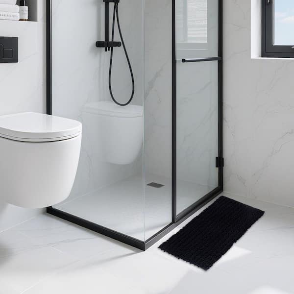 Black 19.69 in. x 31.5 in. Tufted Bathroom Rug, Absorbent Soft Microfiber Bathroom Mat