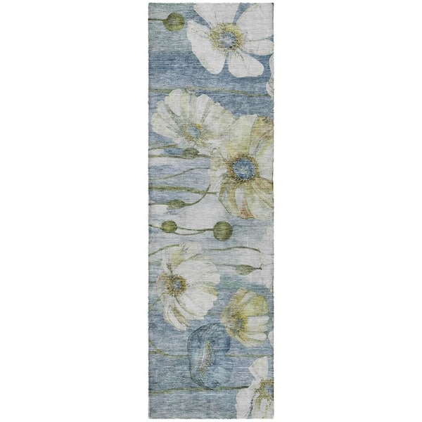 Dream Shag Premium Machine Washable Abstract ADS712 Blue 2 ft. x 7 ft. Runner Rug