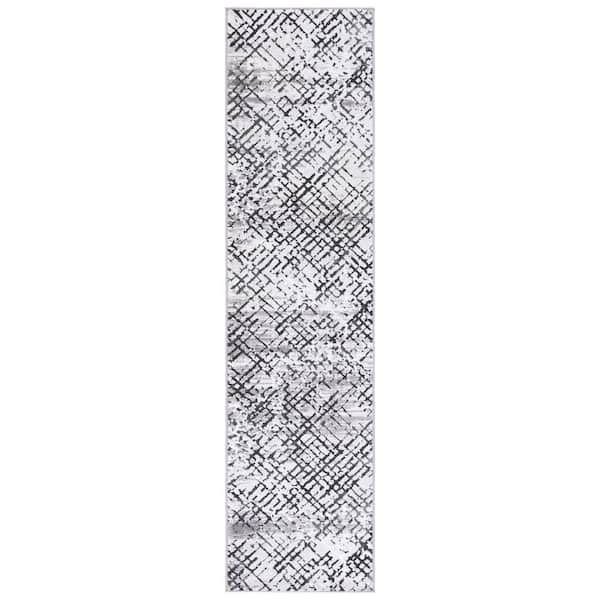 SAFAVIEH Amelia Grey/Charcoal 2 ft. x 8 ft. Distressed Geometric Runner Rug