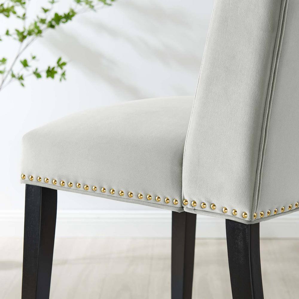 Elegant Light Gray Velvet Upholstered Dining Chair with Wood Frame