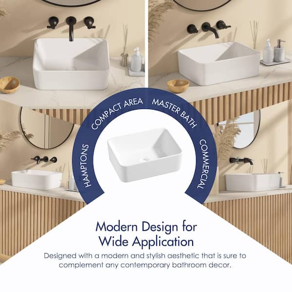 Eridanus Siena 16 in. W x 12 in. D Vessel Bathroom Sink in White