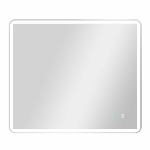 42 in. W x 36 in. H Rectangular Glass Frameless LED Wall Bathroom Vanity Mirror in Natural
