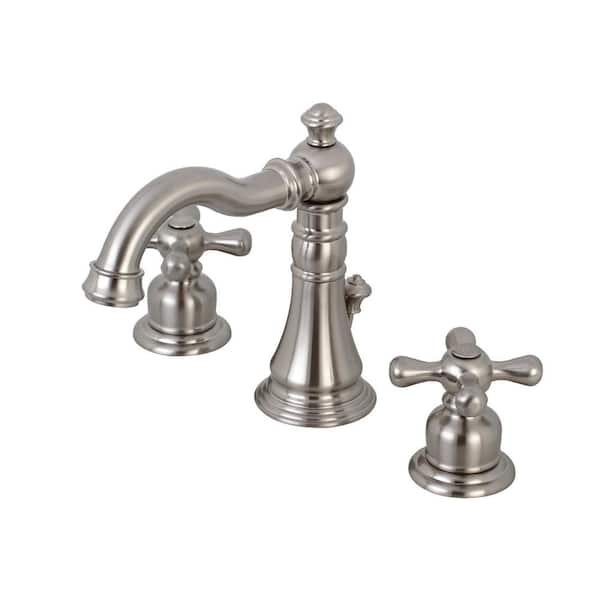 Kingston Brass American Classic 8 in. Widespread 2-Handle Bathroom Faucet in Brushed Nickel